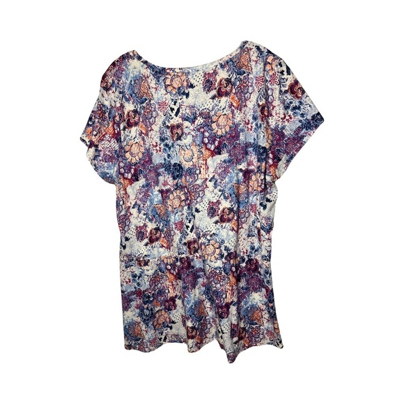 J. Jill Pure Jill | Floral Print Pima Cotton Scoop Neck Elliptical Tee, Large - Picture 2 of 6